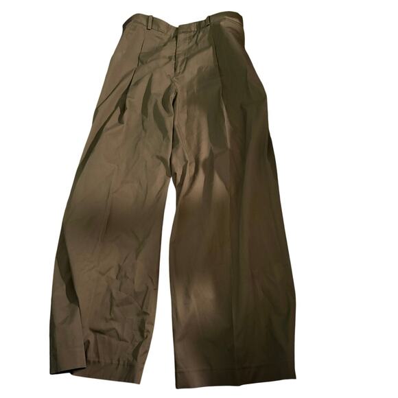 FRAME Pants - Frame Pleated Straight Leg Pleated Chino Pants size 12 Olive green.